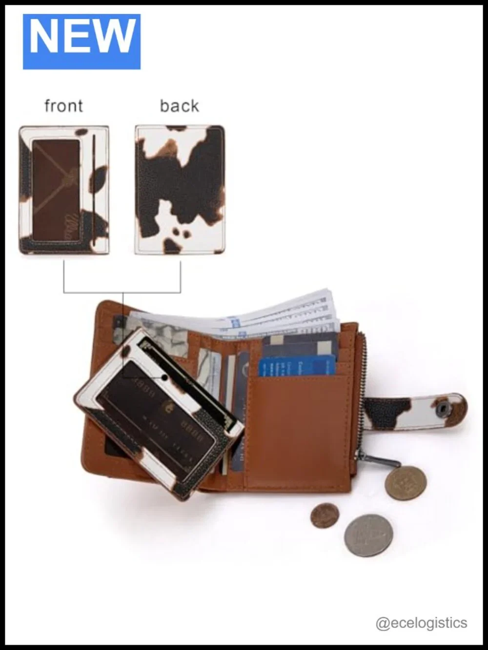 Cow Print Tote Bag with Matching Vegan Leather Wallets Set